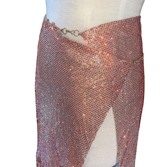 Poster Girl Rhinestone Syphera Skirt in Aperol Spritz XSmall New Women Chainmail - Picture 8 of 15
